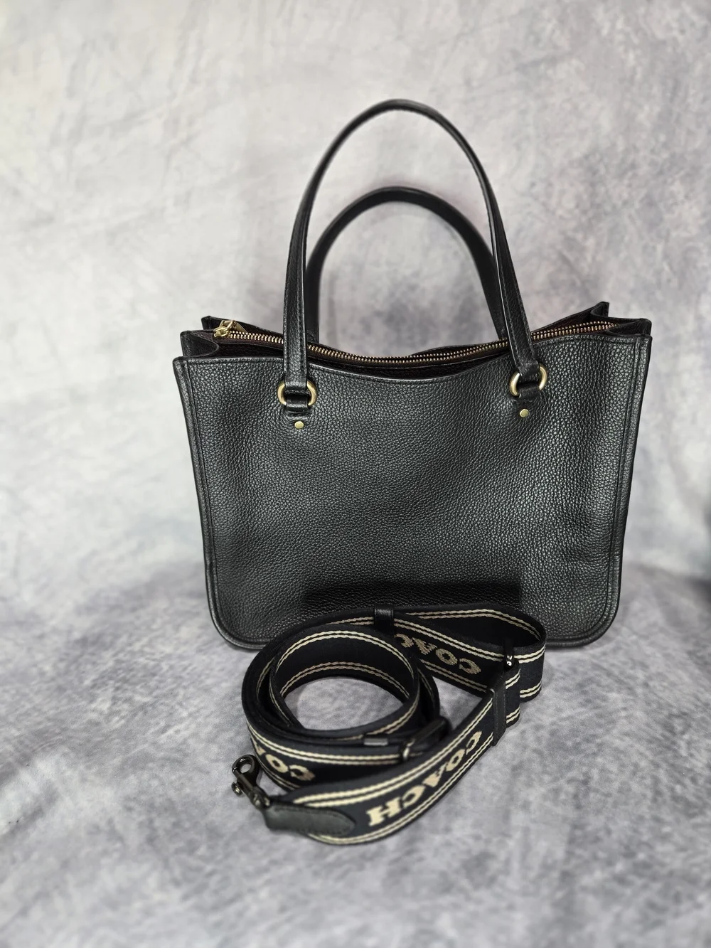 Coach Tyler Carryall Pebble Leather Black Shoulder Bag C3460